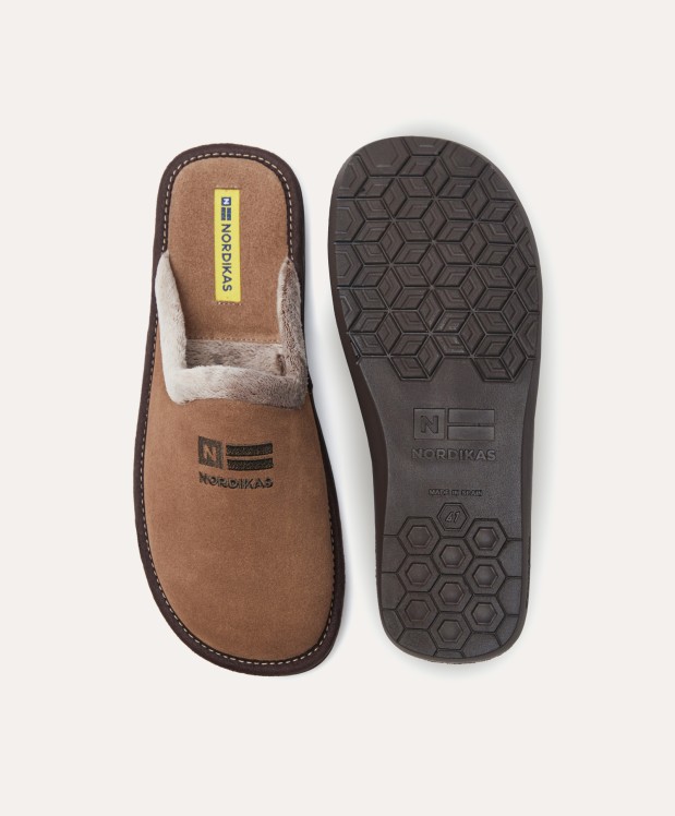Nordikas ZAPATILLAS DE CASA HOMBRE AFELPADO PIEDRA