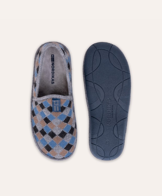 Nordikas ZAPATILLAS DE CASA HOMBRE ARLEQUIN GRIS