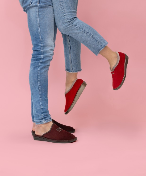 Nordikas ZAPATILLAS DE CASA MUJER AFELPADO CEREZA