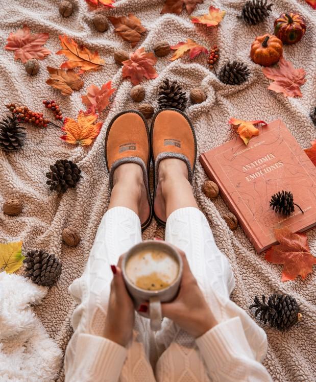 Nordikas ZAPATILLAS DE CASA MUJER AFELPADO NARANJA