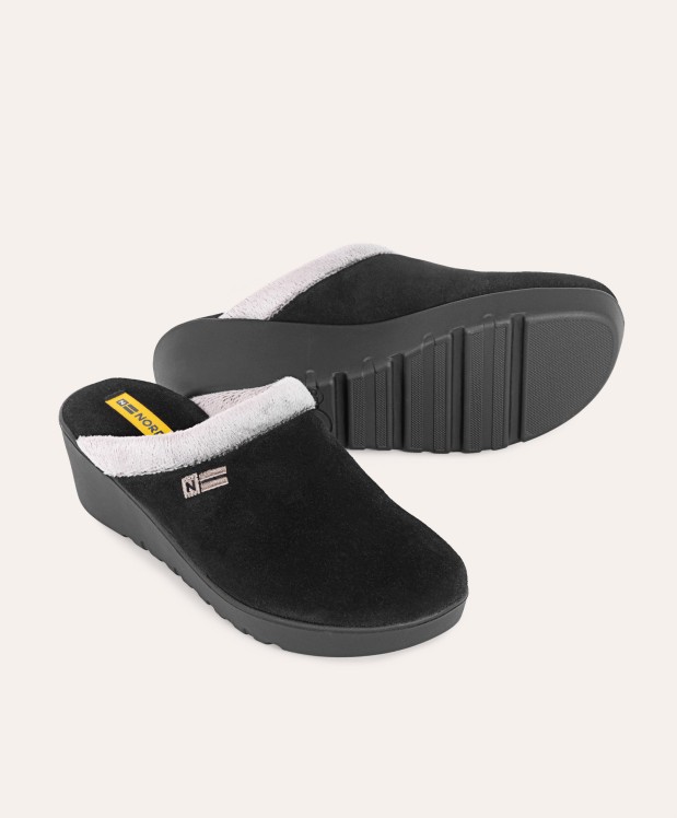 nordikas ZAPATILLAS DE CASA MUJER AFELPADO NEGRO