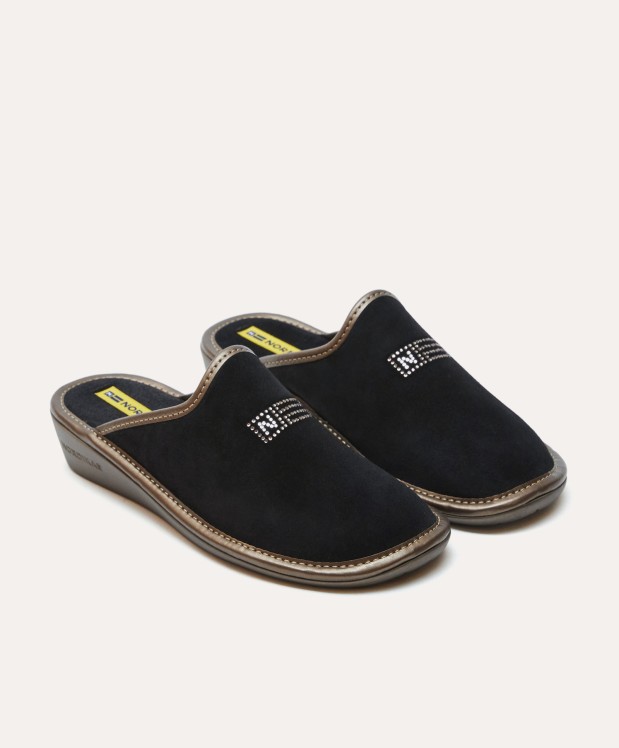 nordikas ZAPATILLAS DE CASA MUJER AFELPADO NEGRO