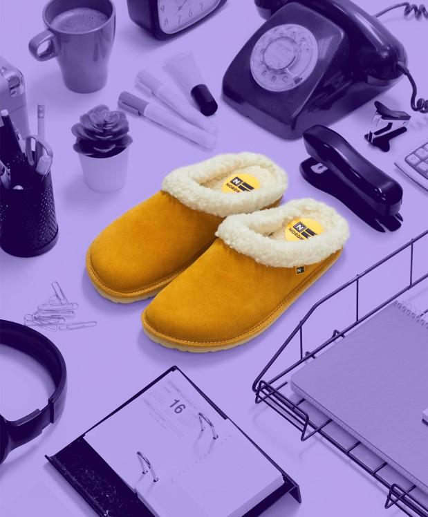 Nordikas ZAPATILLAS DE CASA MUJER AFELPADO YELLOW