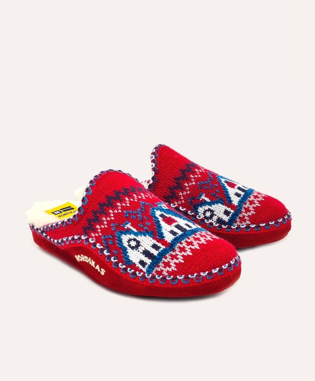 Nordikas ZAPATILLAS DE CASA MUJER CABAÑA ROJO