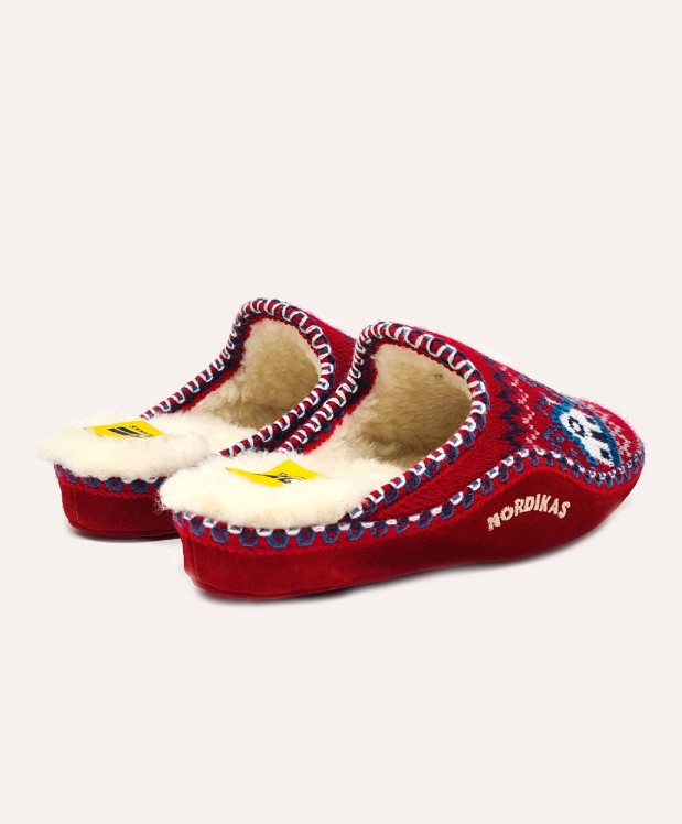 Nordikas ZAPATILLAS DE CASA MUJER CABAÑA ROJO