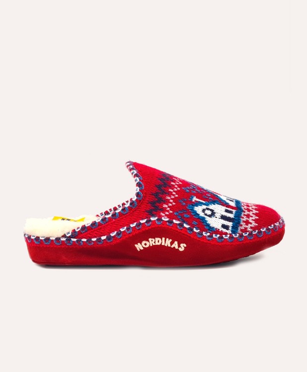 nordikas ZAPATILLAS DE CASA MUJER CABAÑA ROJO