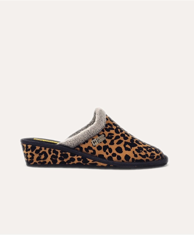 Nordikas ZAPATILLAS DE CASA MUJER LEOPARDO CUERO