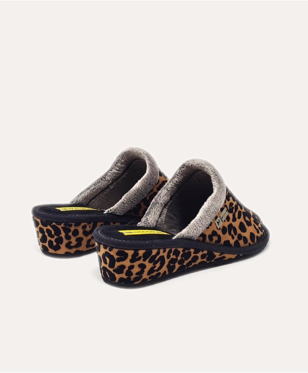 Nordikas ZAPATILLAS DE CASA MUJER LEOPARDO CUERO