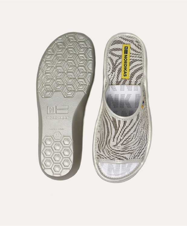 Nordikas ZAPATILLAS DE CASA MUJER PIEL CEBRA BEIGE