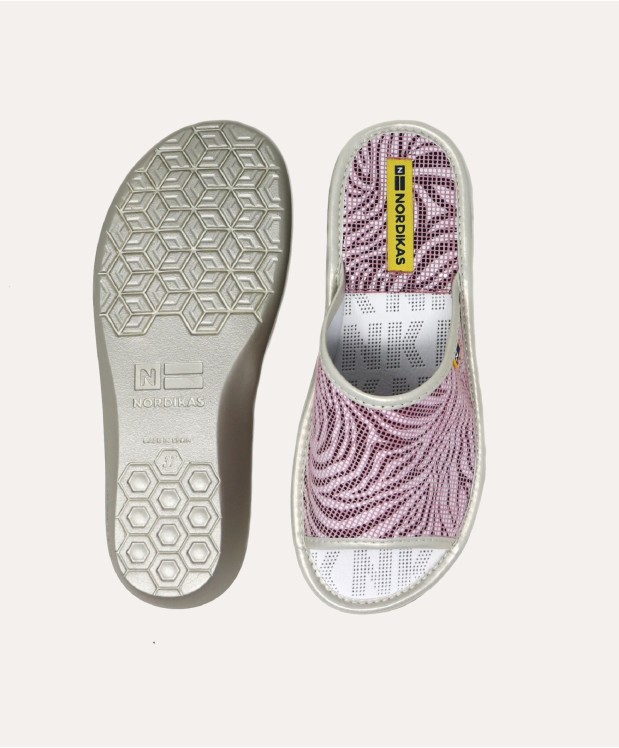 Nordikas ZAPATILLAS DE CASA MUJER PIEL CEBRA ROSA