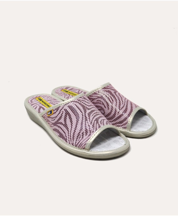 nordikas ZAPATILLAS DE CASA MUJER PIEL CEBRA ROSA