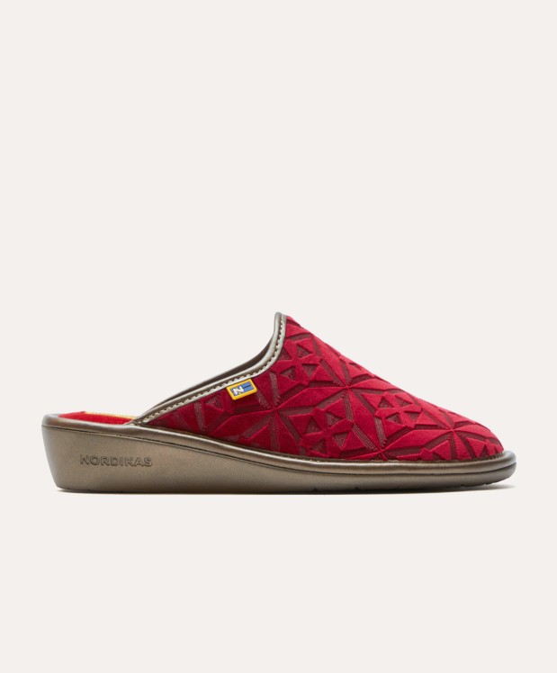 Nordikas ZAPATILLAS DE CASA MUJER TERCIOPELO ROJO
