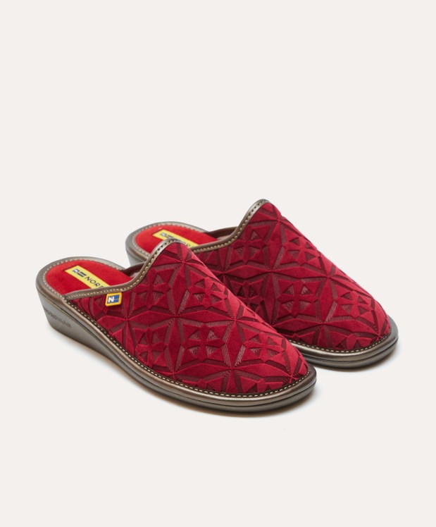 nordikas ZAPATILLAS DE CASA MUJER TERCIOPELO ROJO