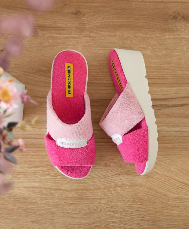 nordikas ZAPATILLAS DE CASA MUJER TOALLA FUXIA