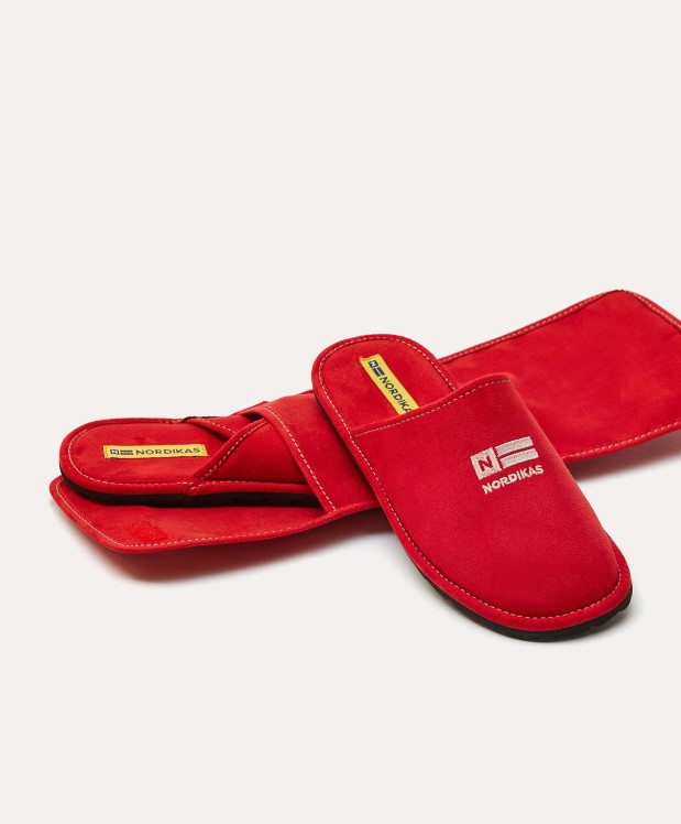 nordikas ZAPATILLAS DE VIAJE MUJER MICROSUED ROJO