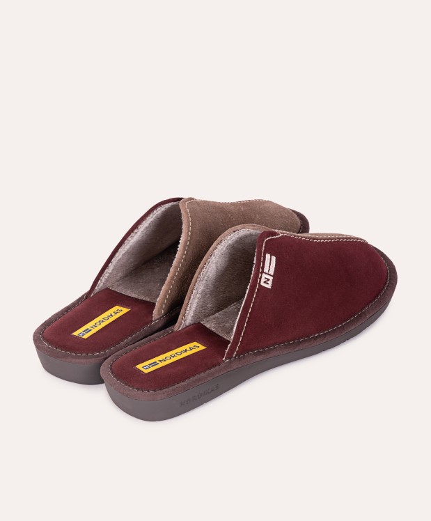 Nordikas ZAPATILLAS DE CASA HOMBRE AFELPADO BURDEOS PIEDRA