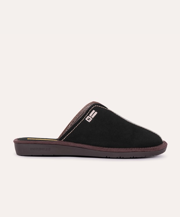 nordikas ZAPATILLAS DE CASA HOMBRE AFELPADO NEGRO GRIS