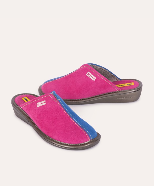 Nordikas ZAPATILLAS DE CASA MUJER AFELPADO FRESA ZAFIRO