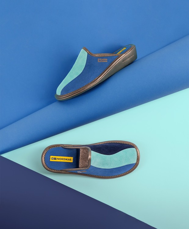 Nordikas ZAPATILLAS DE CASA MUJER AFELPADO ZAFIRO MENTA INDICO