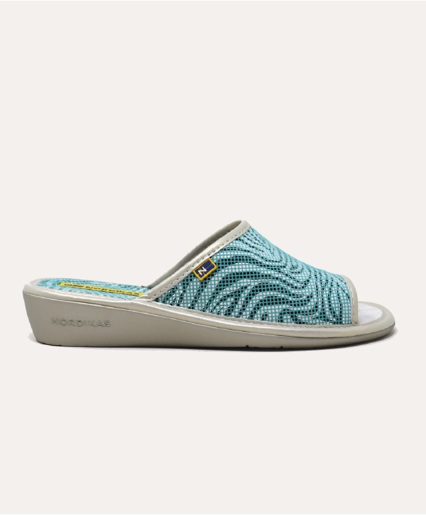 Nordikas ZAPATILLAS DE CASA MUJER PIEL CEBRA TURQUESA