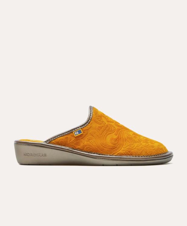 Nordikas ZAPATILLAS DE CASA MUJER PIEL DAMASCO MOSTAZA