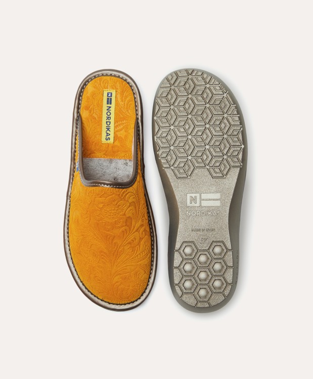 Nordikas ZAPATILLAS DE CASA MUJER PIEL DAMASCO MOSTAZA