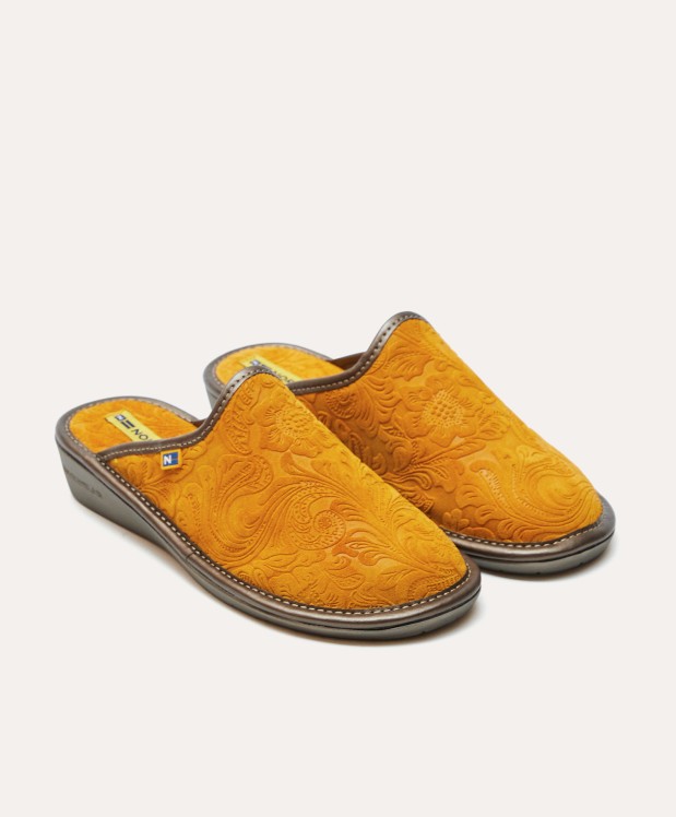 nordikas ZAPATILLAS DE CASA MUJER PIEL DAMASCO MOSTAZA