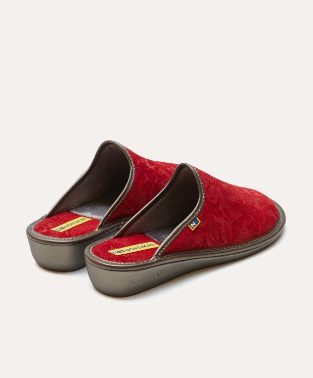 Nordikas ZAPATILLAS DE CASA MUJER PIEL DAMASCO ROJO