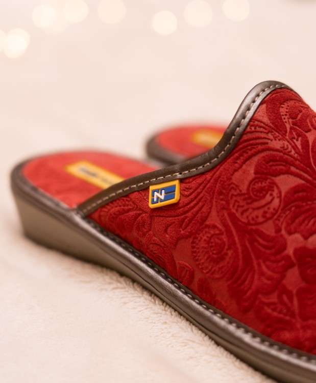 Nordikas ZAPATILLAS DE CASA MUJER PIEL DAMASCO ROJO