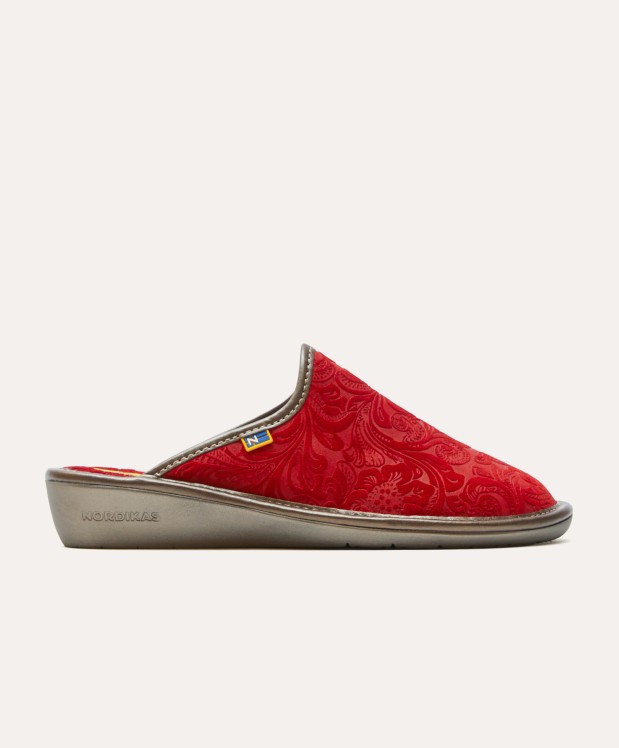nordikas ZAPATILLAS DE CASA MUJER PIEL DAMASCO ROJO