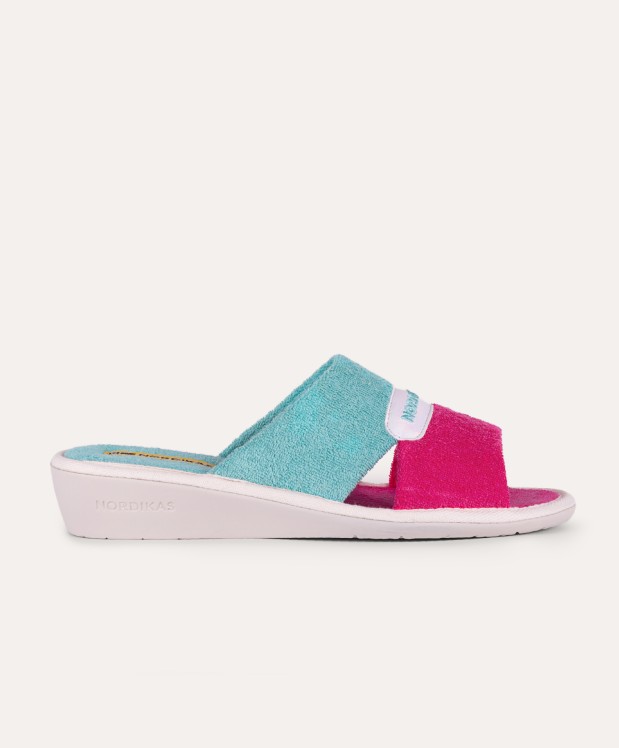 Nordikas ZAPATILLAS DE CASA MUJER TOALLA FUXIA VERDE