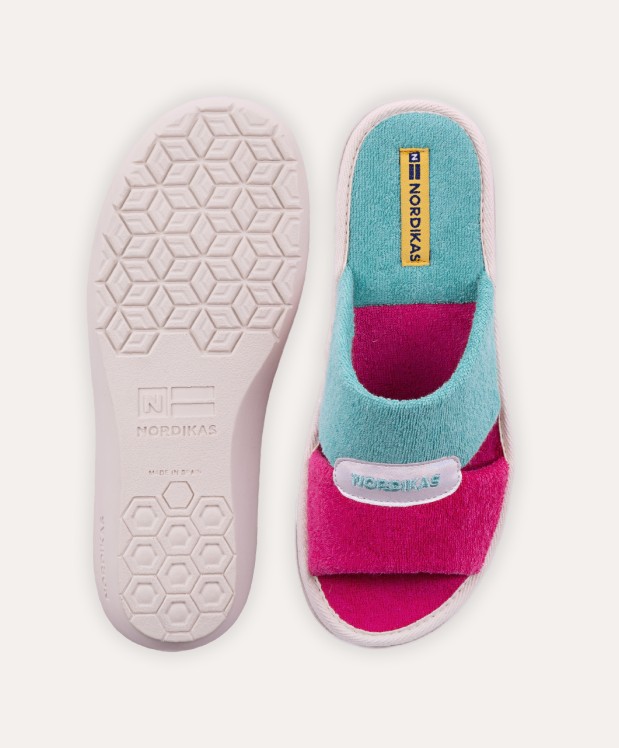 Nordikas ZAPATILLAS DE CASA MUJER TOALLA FUXIA VERDE