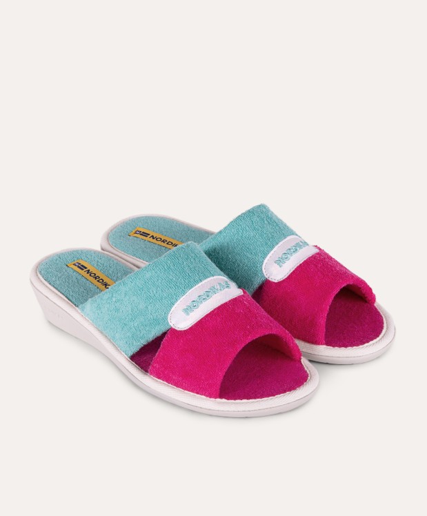 nordikas ZAPATILLAS DE CASA MUJER TOALLA FUXIA VERDE