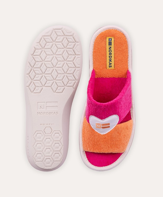 Nordikas ZAPATILLAS DE CASA MUJER TOALLA NARANJA FUXIA