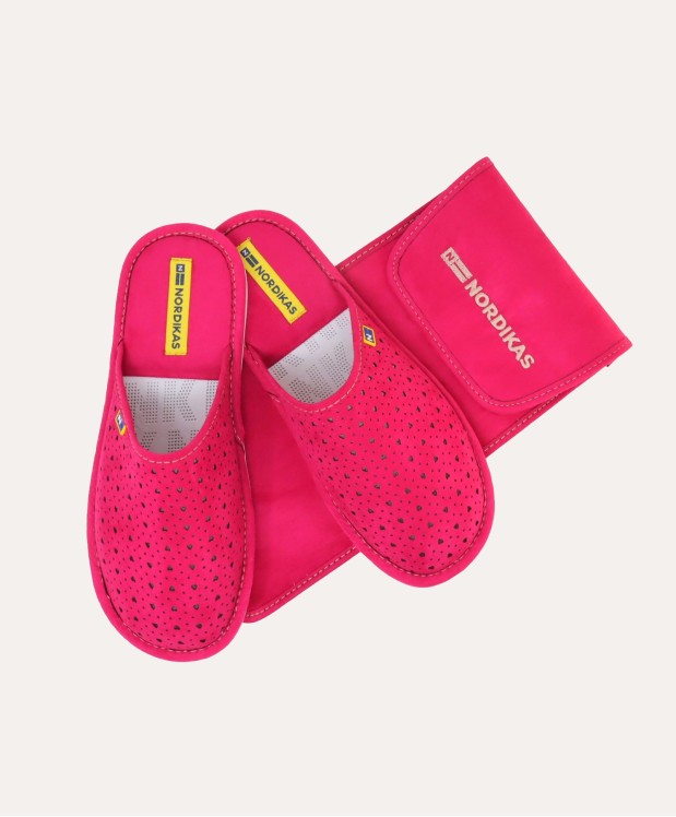 Nordikas ZAPATILLAS DE VIAJE MUJER CORAZONES FRAMBUESA