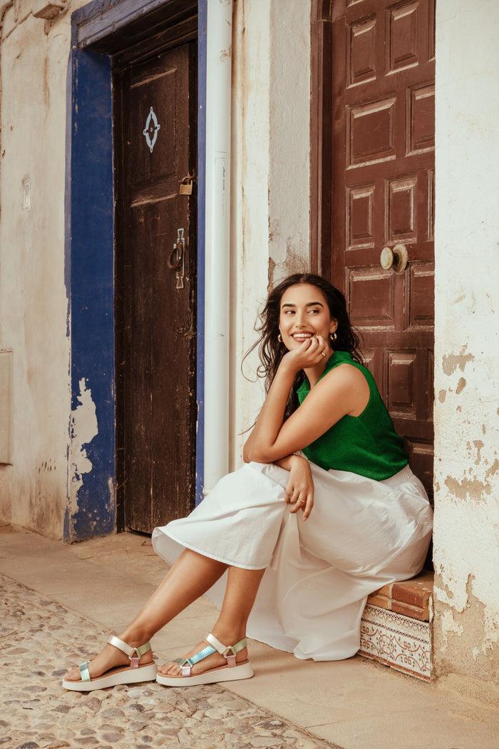 oh my sandals Sandalia Mujer Piel Salma Champán