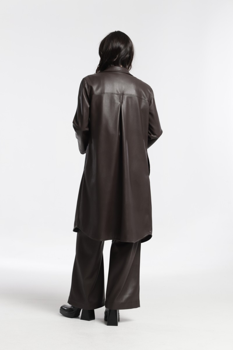 Oky Coky ABRIGO BOLSILLOS PLASTRÓN TEJIDO EFECTO PIEL