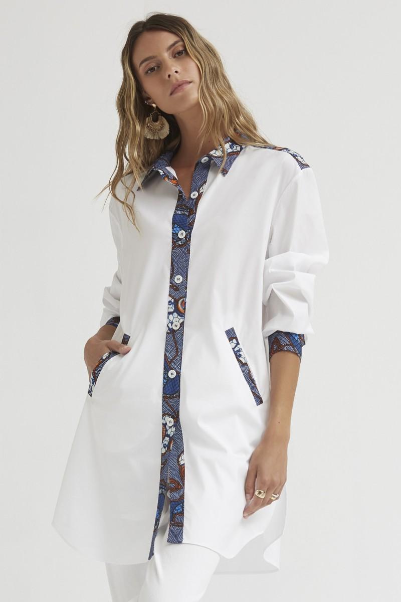 oky coky CAMISA LARGA BOLSILLOS CREPÉ MARROCAIN ESTAMPADO LEONES