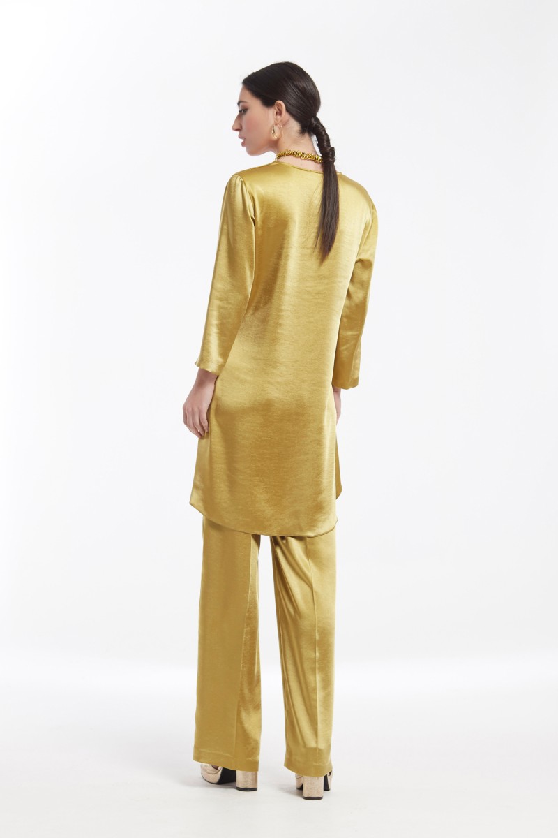 Oky Coky CASACA CRUZADA CON FRUNCE SATEN VINTAGE STRETCH