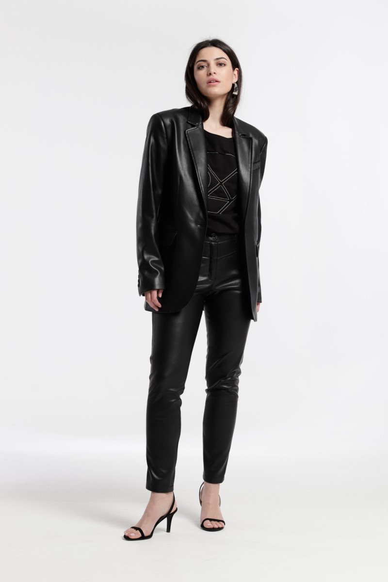 Oky Coky CHAQUETA AMPLIA UN BOTON TEJIDO EFECTO PIEL