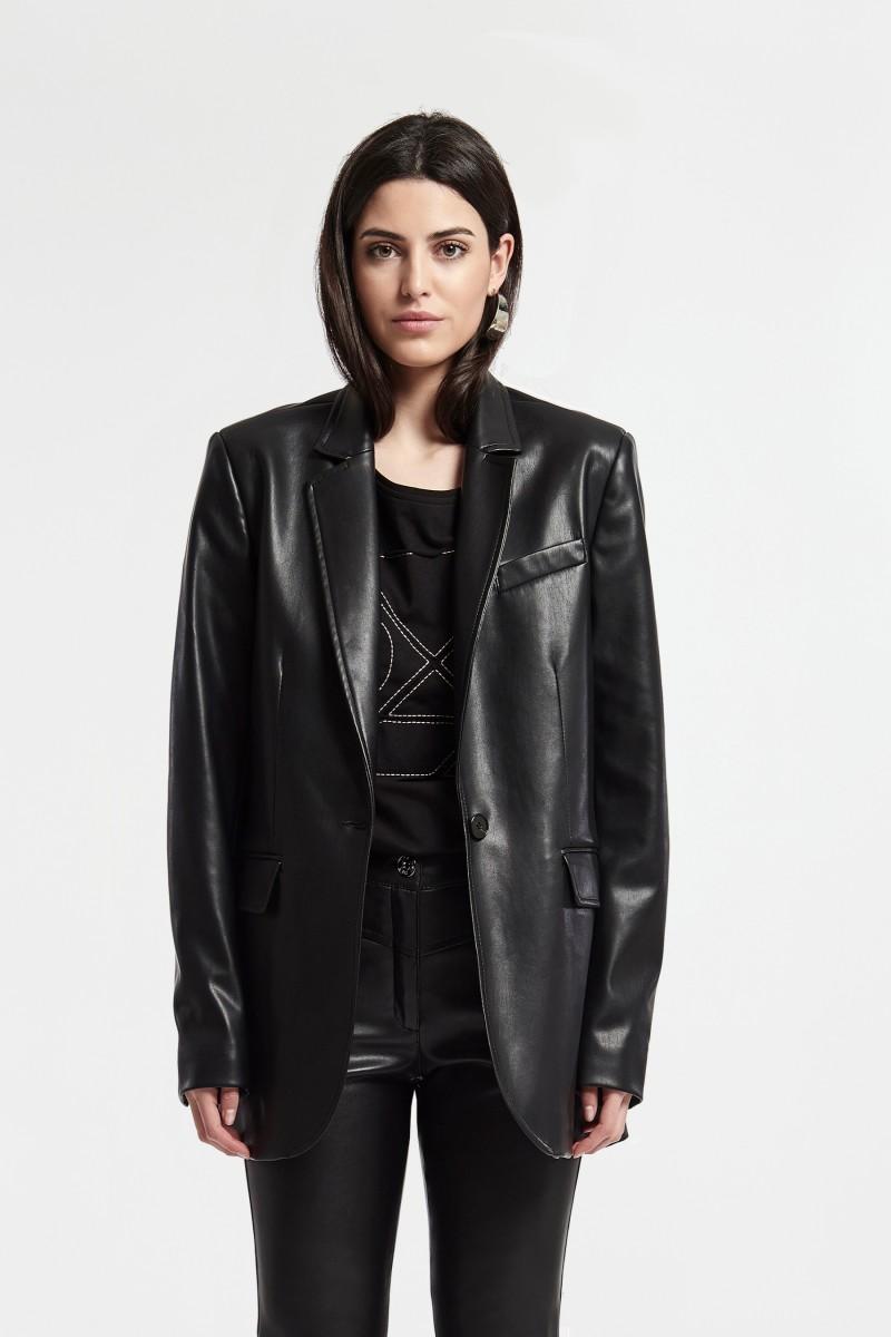 oky coky CHAQUETA AMPLIA UN BOTON TEJIDO EFECTO PIEL