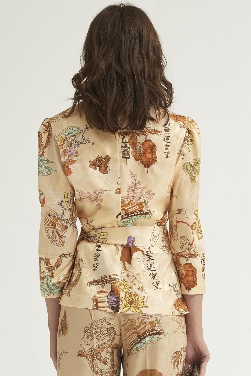 Oky Coky CHAQUETA CRUZADA JACQUARD ESTAMPADO JAPONÉS