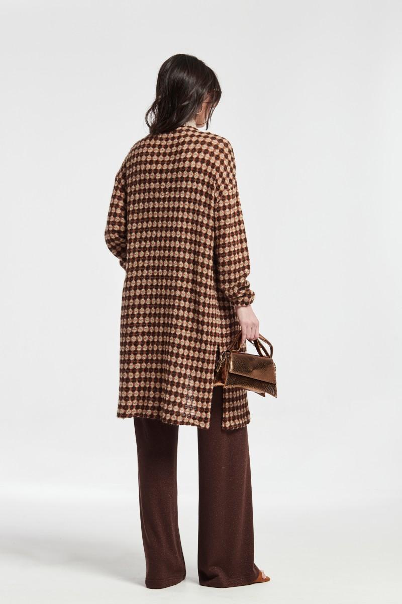 Oky Coky CHAQUETA LARGA SILVIA CON ABERTURAS PUNTO TRICOT TRICOLOR