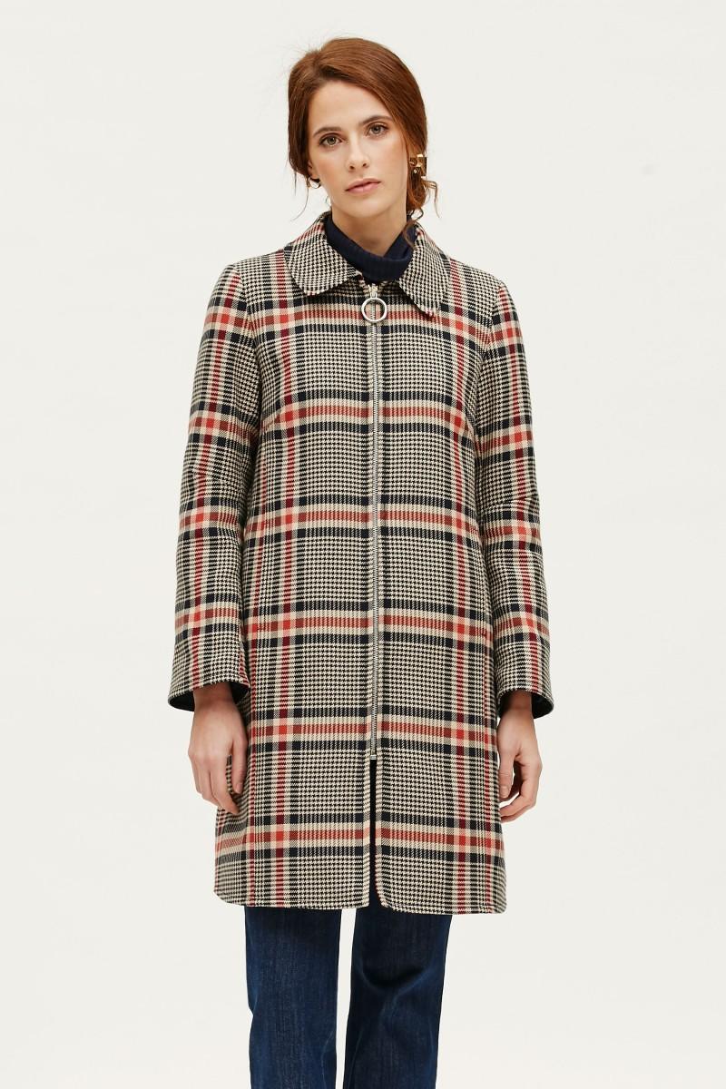 oky coky ABRIGO CREMALLERA-CUADROS LANA