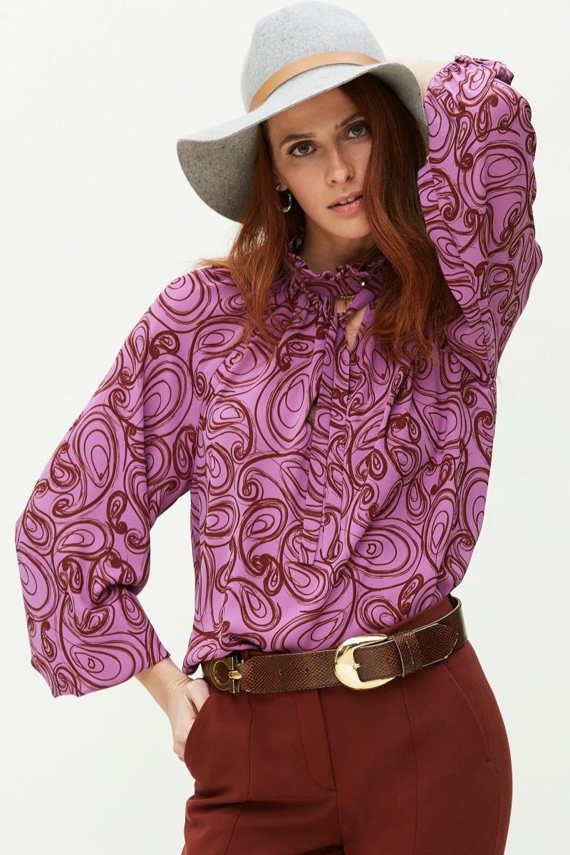 Oky Coky BLUSA CUELLO FRUNCIDO GASA ESTAMPADA