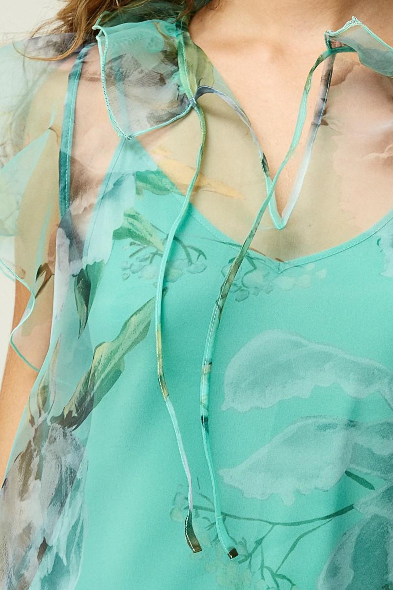 Oky Coky BLUSA LAZADA CUELLO ORGANZA ESTAMPADA