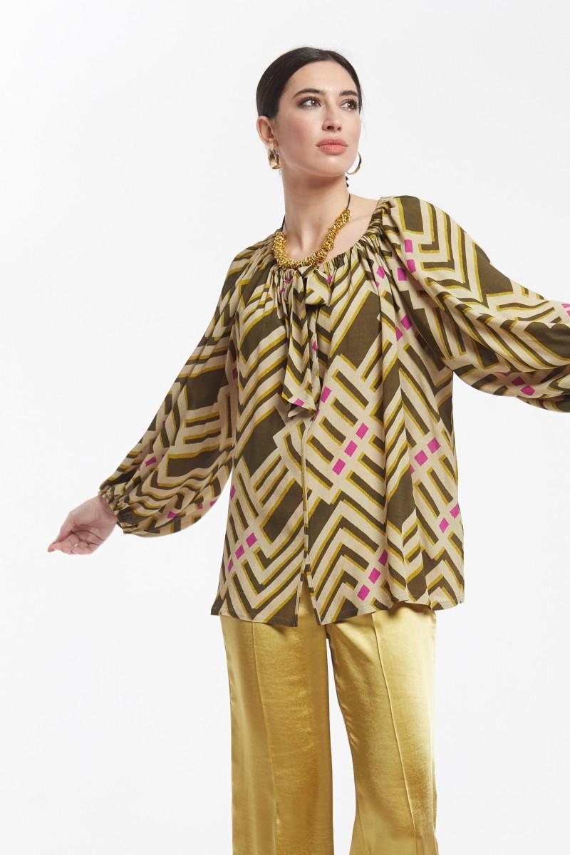 oky coky BLUSA LAZO VISCOSA ESTAMPADA