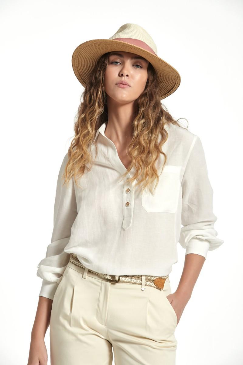 oky coky BLUSA SAMOA LINO CON TEXTURA