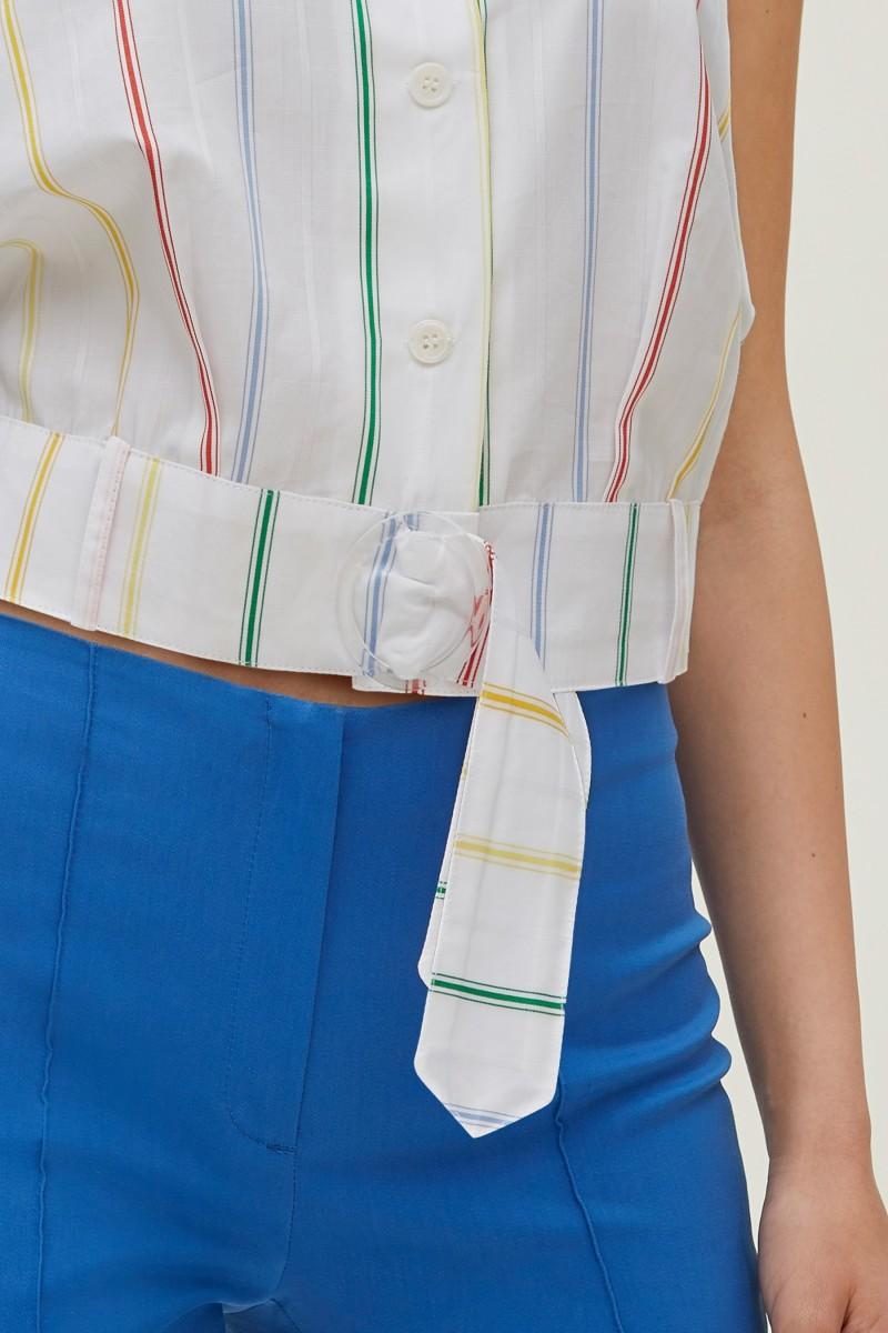 Oky Coky CAMISA CORTA CINTURÓN POPELIN RAYAS