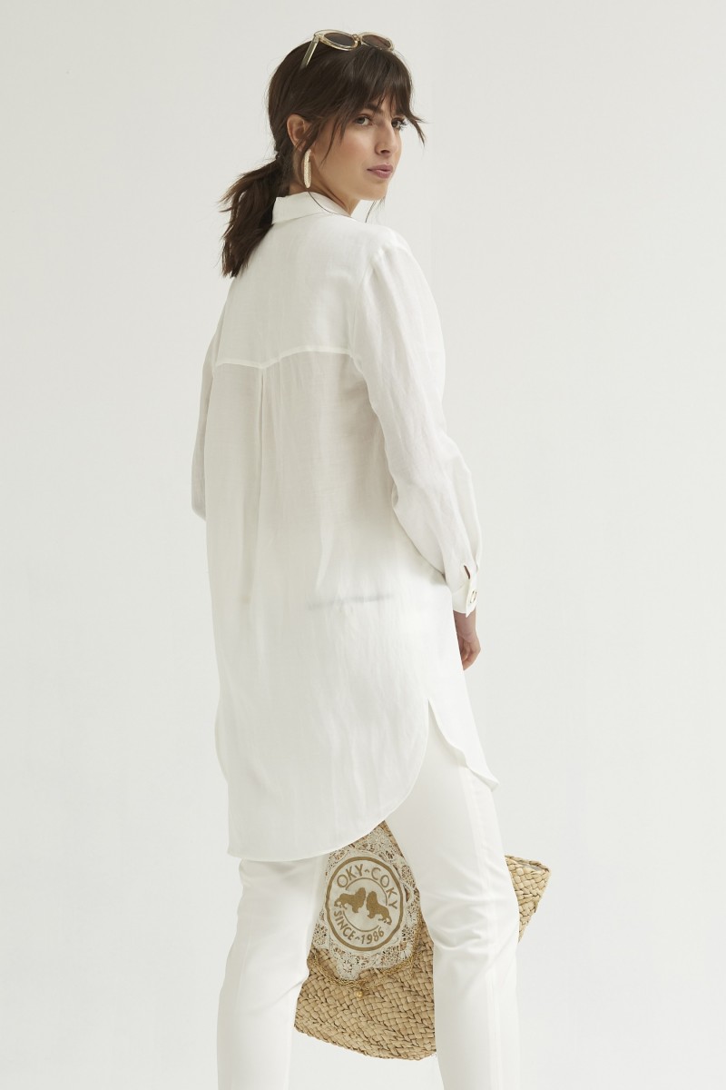 Oky Coky CAMISA LARGA BOTONES DE LINO CON RELIEVE